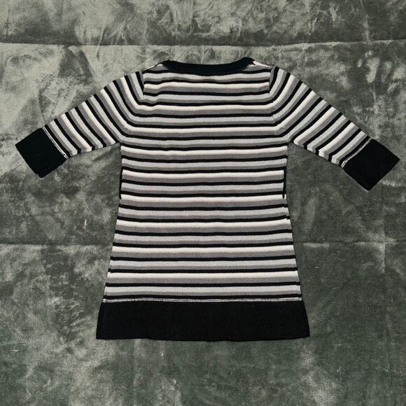 Guess Sweater Dress Kids 3T Black White Striped Crew Neck Long Sleeve Pullover - Picture 7 of 8